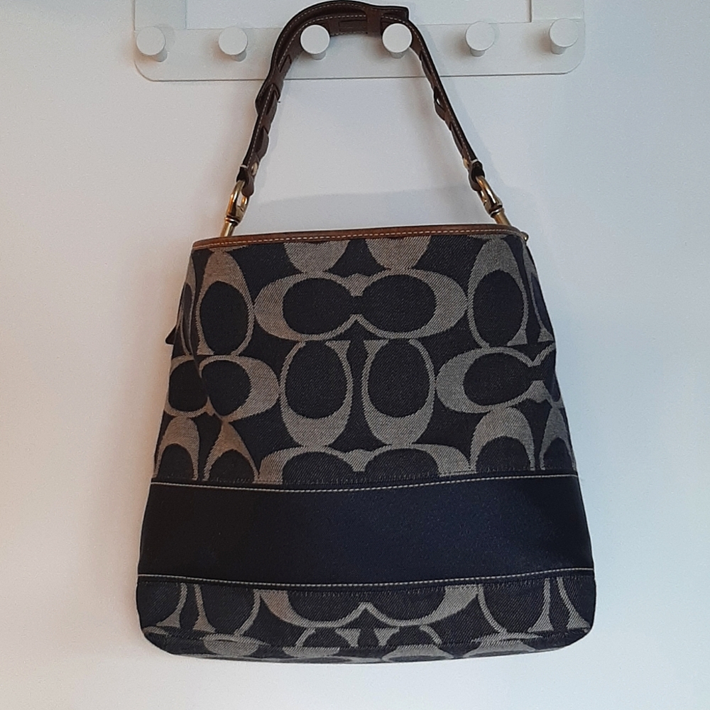 Coach Shoulder Bag Denim Signature Stripe  - nwot -